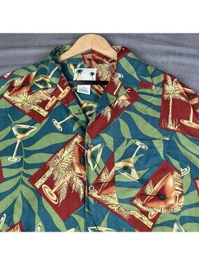 Banana Cabana 100% Silk Hawaiian Shirt Men’s Size XL Tropical Martini